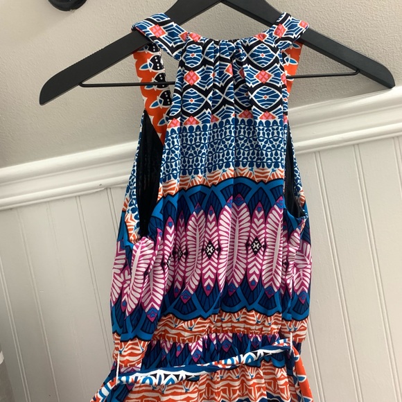 NWT LAUNDRY BY SHELLI SEGAL Mandarin Red Multi Patterned Sleeveless Wrap Dress 0 - Picture 7 of 15